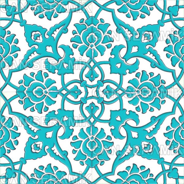 Kabartmalı Çini Karo Rumi Desen Rumi Desenli Çini Karolar Rölyefli Çini Karo Seramik Modelleri Klasik Rumi Deseni Kaşi Çini Modelleri